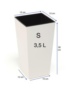 Blumenkübel eckig S hoch 13 × 13 × 26 cm Hochglanz, 3,5 L – Creme | Töpferkönig 2