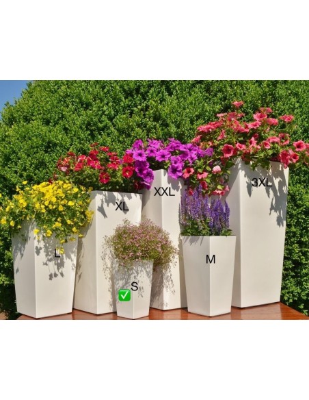 Plantenbak vierkant S hoog 13 × 13 × 26 cm hoogglans, 3,5 L – Crème | Töpferkönig