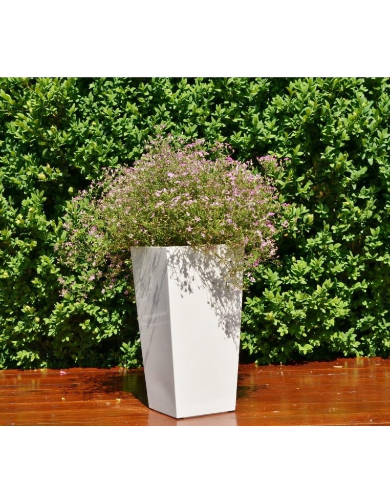 Fioriera quadrata S alta 13 × 13 × 26 cm lucida, 3,5 L – Crema | Töpferkönig