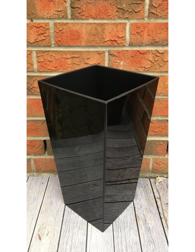 Macetero cuadrado S alto 13 × 13 × 26 cm brillante, 3,5 L – Negro | Töpferkönig