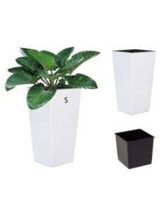 Pot haut carré S 13 × 13 × 26 cm brillant, 3,5 L – Blanc | Töpferkönig