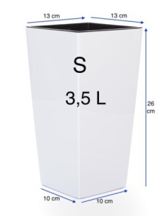 Plantenbak vierkant S hoog 13 × 13 × 26 cm hoogglans, 3,5 L – Wit | Töpferkönig 2