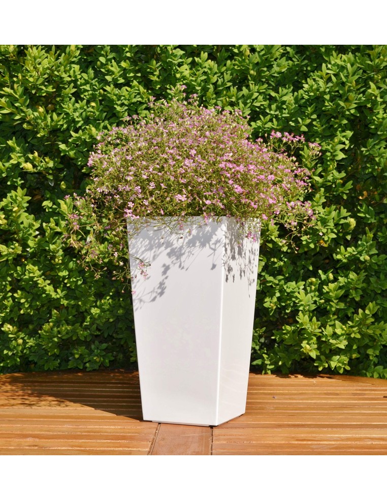 Blumenkübel eckig S hoch 13 × 13 × 26 cm Hochglanz, 3,5 L – Weiß | Töpferkönig