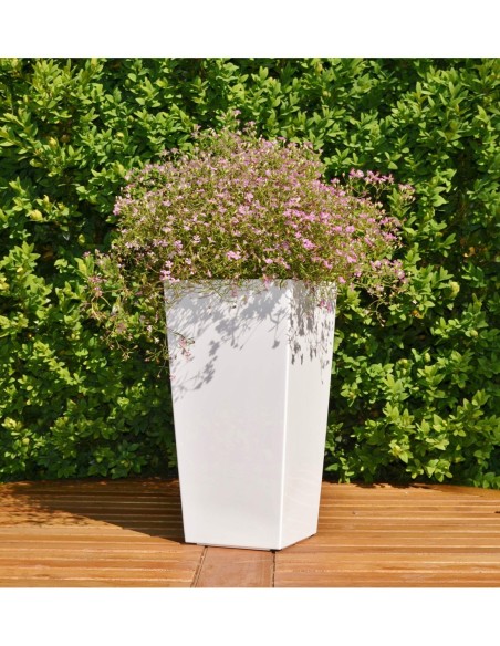 Macetero cuadrado S alto 13 × 13 × 26 cm brillante, 3,5 L – Blanco | Töpferkönig