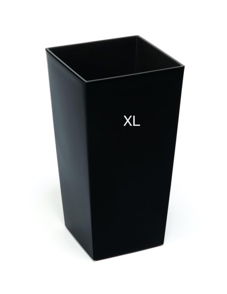 Pot haut carré XL 29 × 29 × 57 cm brillant, 40 L – Noir | Töpferkönig