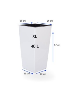 Pot haut carré XL 29 × 29 × 57 cm brillant, 40 L – Blanc | Töpferkönig 2
