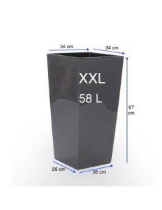 Fioriera quadrata XXL alta 34 × 34 × 67 cm lucida, 58 L – Antracite | Töpferkönig 2