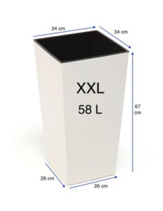 Fioriera quadrata XXL alta 34 × 34 × 67 cm lucida, 58 L – Crema | Töpferkönig 2