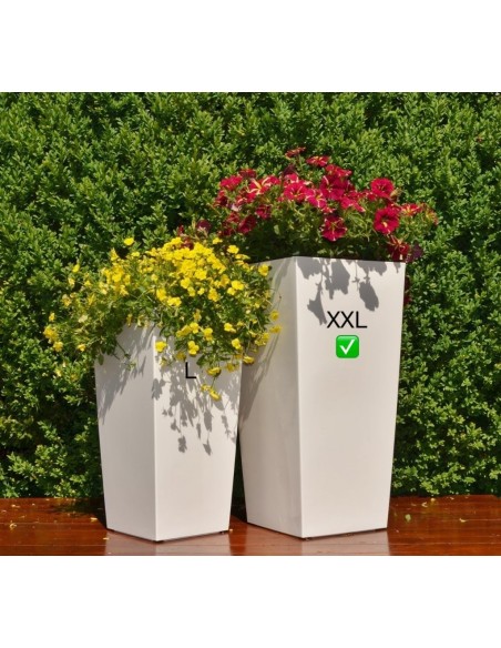 Pot haut carré XXL 34 × 34 × 67 cm brillant, 58 L – Crème | Töpferkönig