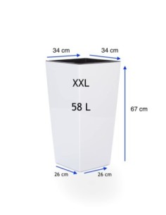 Pot haut carré XXL 34 × 34 × 67 cm brillant, 58 L – Blanc | Töpferkönig 2