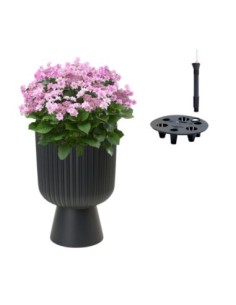 Plantenbak rond hoog Ø39 × 57 cm met bewateringssysteem, 42 L – Antraciet | Töpferkönig
