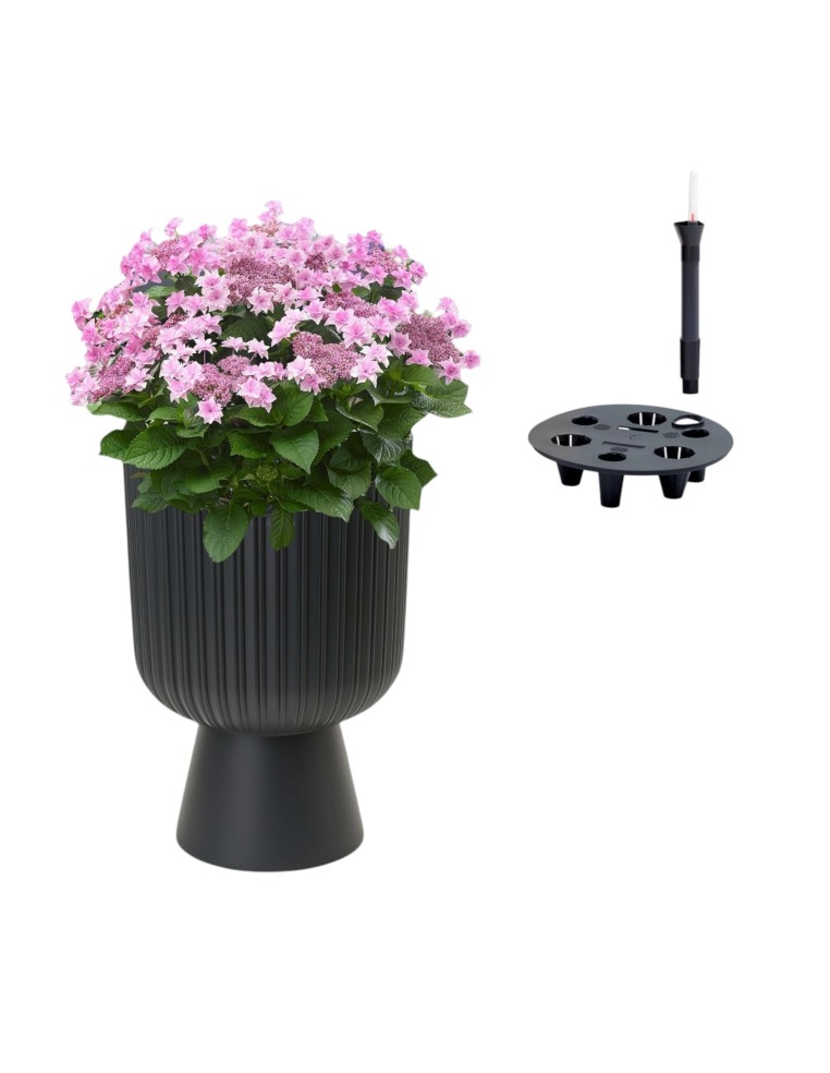 Plantenbak rond hoog Ø39 × 57 cm met bewateringssysteem, 42 L – Antraciet | Töpferkönig