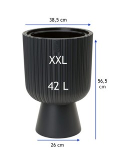 Plantenbak rond hoog Ø39 × 57 cm met bewateringssysteem, 42 L – Antraciet | Töpferkönig 2