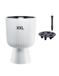 Pot haut rond Ø39 × 57 cm avec système d'arrosage, 42 L – Blanc | Töpferkönig 2