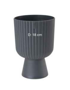 Pot de fleurs rond L Ø18 × 27 cm strié, 3,7 L – Anthracite | Töpferkönig