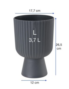 Pot de fleurs rond L Ø18 × 27 cm strié, 3,7 L – Anthracite | Töpferkönig 2