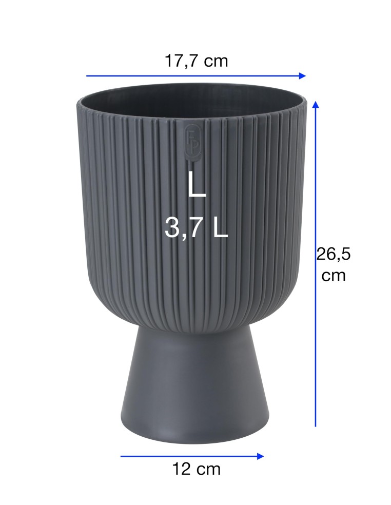 Vaso rotondo L Ø18 × 27 cm rigato, 3,7 L – Antracite | Töpferkönig
