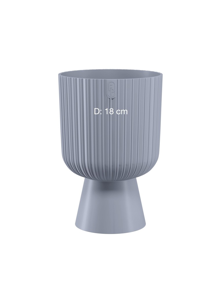 Blumenkübel rund L hoch Ø18 × 27 cm Gerillt, 3,7 L – Grau | Töpferkönig