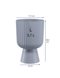 Bloempot rond L Ø18 × 27 cm geribbeld, 3,7 L – Grijs | Töpferkönig 2