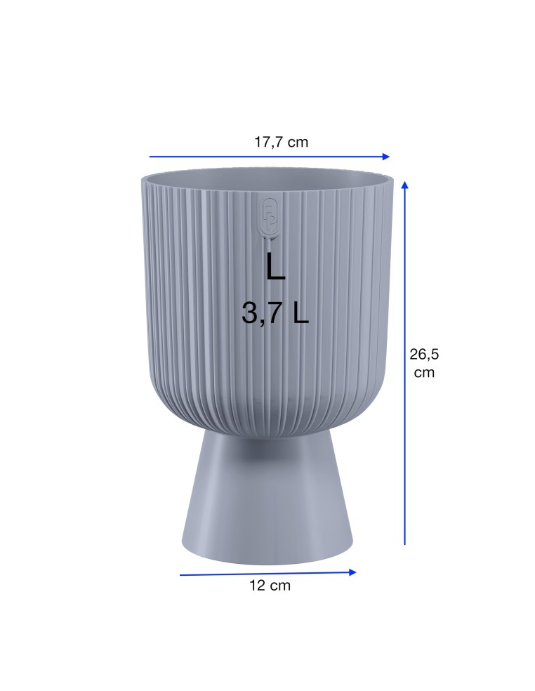 Bloempot rond L Ø18 × 27 cm geribbeld, 3,7 L – Grijs | Töpferkönig