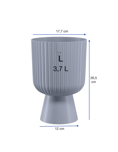 Blumenkübel rund L hoch Ø18 × 27 cm Gerillt, 3,7 L – Grau | Töpferkönig