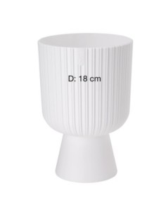 Pot de fleurs rond L Ø18 × 27 cm strié, 3,7 L – Blanc | Töpferkönig
