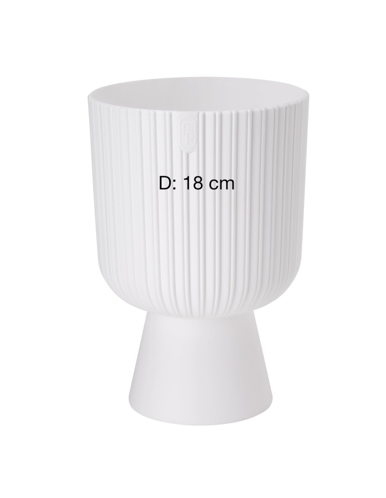 Bloempot rond L Ø18 × 27 cm geribbeld, 3,7 L – Wit | Töpferkönig
