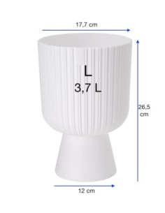 Blumenkübel rund L hoch Ø18 × 27 cm Gerillt, 3,7 L – Weiß | Töpferkönig 2
