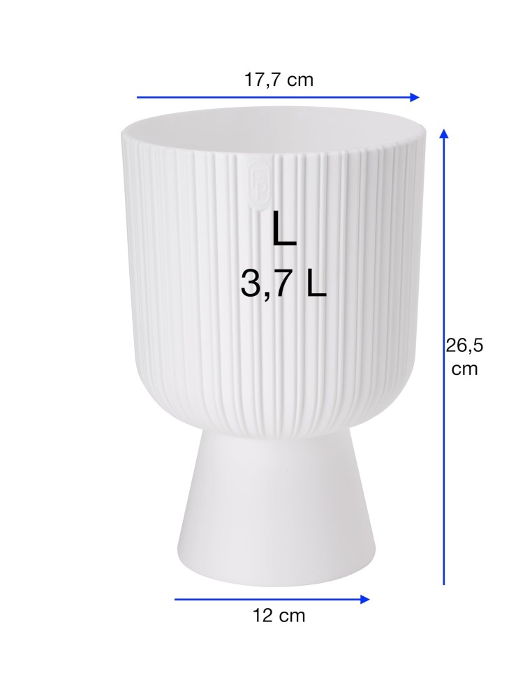 Blumenkübel rund L hoch Ø18 × 27 cm Gerillt, 3,7 L – Weiß | Töpferkönig