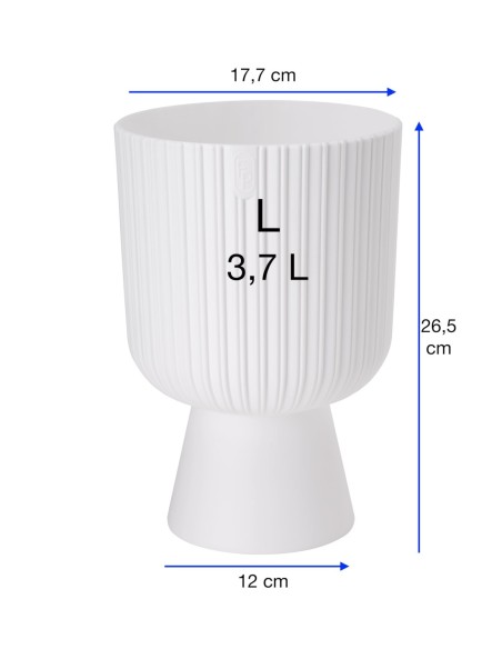 Maceta redonda L Ø18 × 27 cm estriada, 3,7 L – Blanco | Töpferkönig