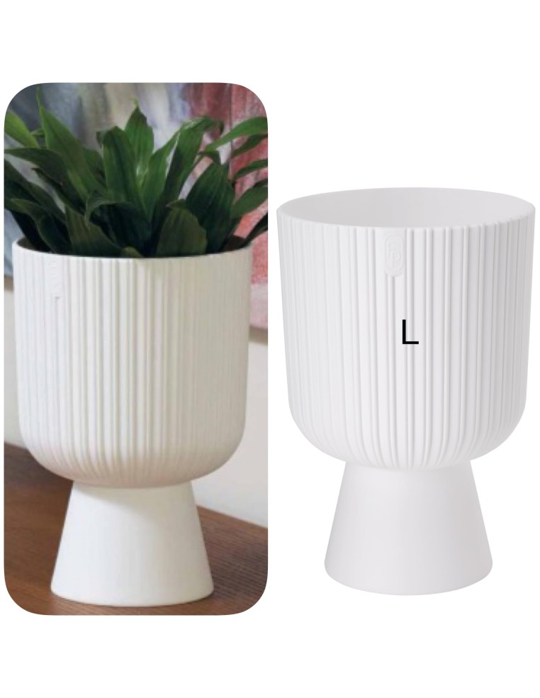 Blumenkübel rund L hoch Ø18 × 27 cm Gerillt, 3,7 L – Weiß | Töpferkönig