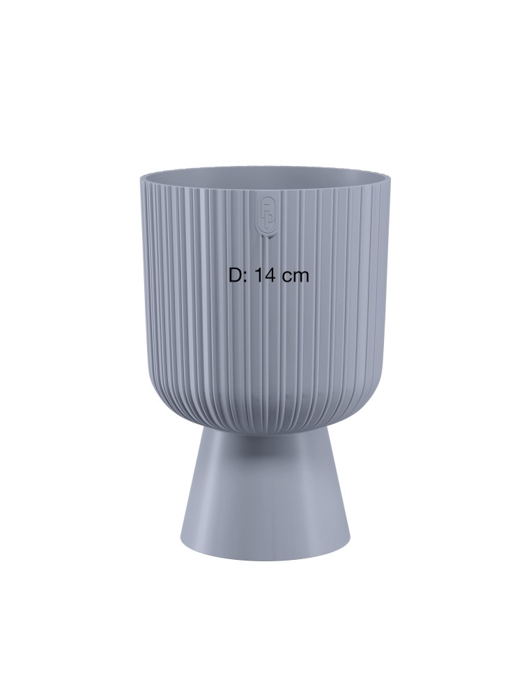 Maceta redonda M Ø14 × 21 cm estriada, 1,7 L – Gris | Töpferkönig