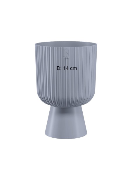 Bloempot rond M Ø14 × 21 cm geribbeld, 1,7 L – Grijs | Töpferkönig