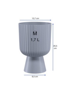 Blumenkübel rund M hoch Ø14 × 21 cm Gerillt, 1,7 L – Grau | Töpferkönig 2