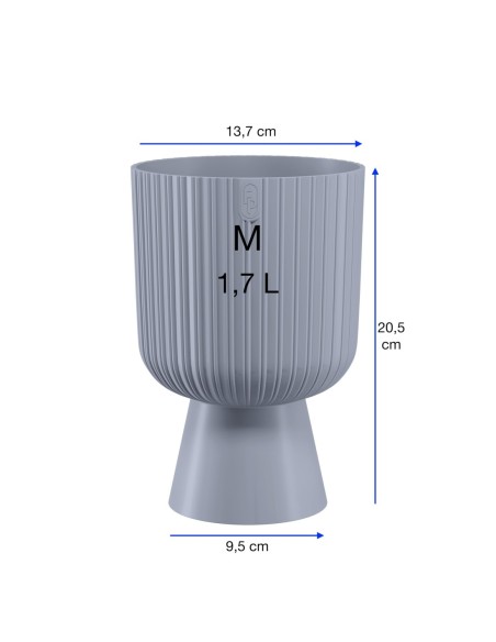 Maceta redonda M Ø14 × 21 cm estriada, 1,7 L – Gris | Töpferkönig