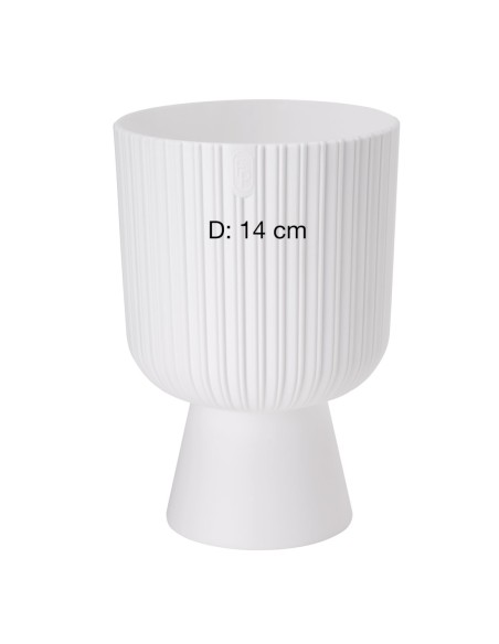 Blumenkübel rund M hoch Ø14 × 21 cm Gerillt, 1,7 L – Weiß | Töpferkönig