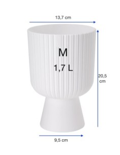 Blumenkübel rund M hoch Ø14 × 21 cm Gerillt, 1,7 L – Weiß | Töpferkönig 2