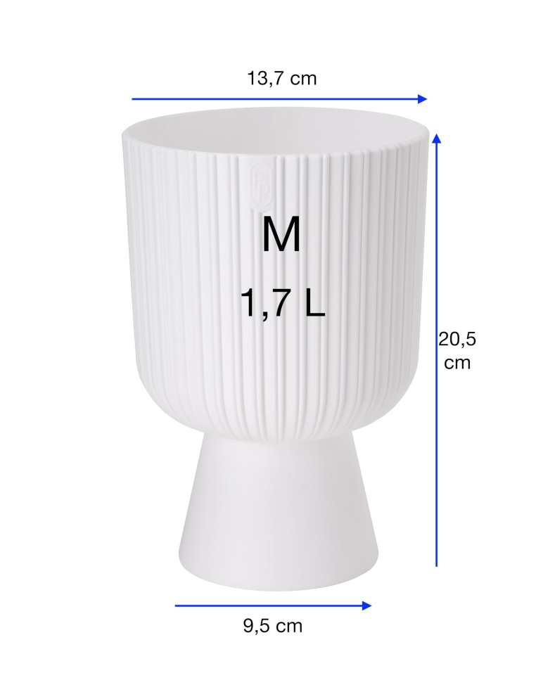Pot de fleurs rond M Ø14 × 21 cm strié, 1,7 L – Blanc | Töpferkönig