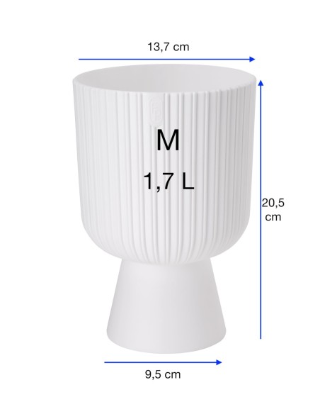 Pot de fleurs rond M Ø14 × 21 cm strié, 1,7 L – Blanc | Töpferkönig