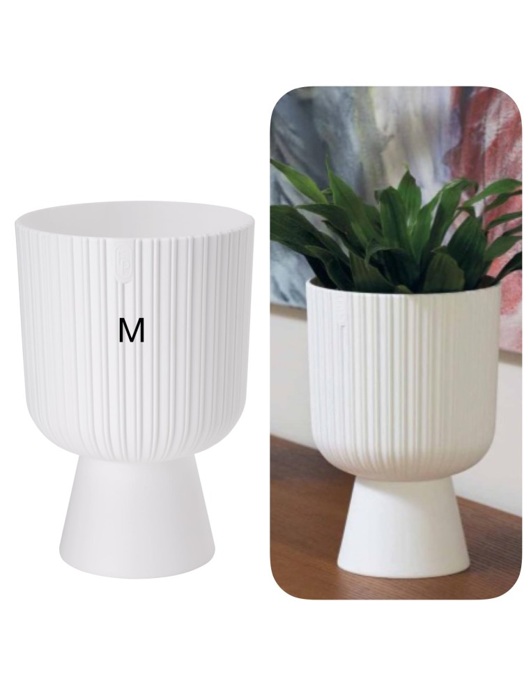 Bloempot rond M Ø14 × 21 cm geribbeld, 1,7 L – Wit | Töpferkönig