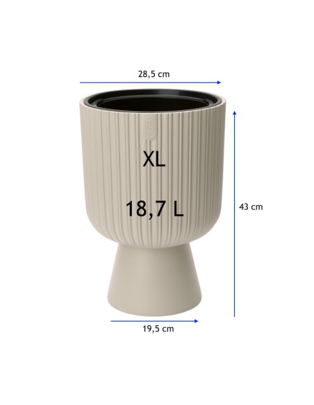 Macetero redondo XL alto Ø29 × 43 cm, 18,7 L – Crema | Töpferkönig