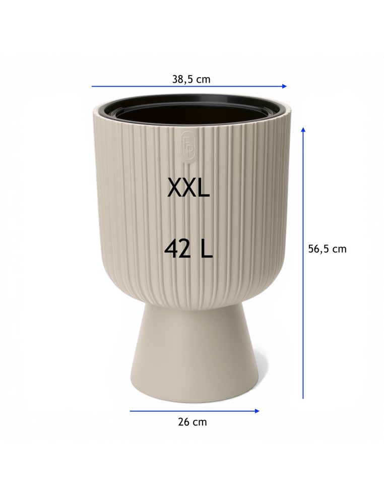 Macetero redondo XXL alto Ø39 × 57 cm, 42 L – Crema | Töpferkönig