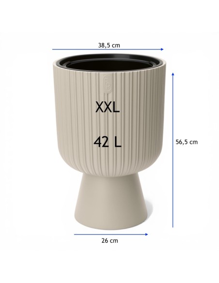 Fioriera rotonda XXL alta Ø39 × 57 cm, 42 L – Crema | Töpferkönig
