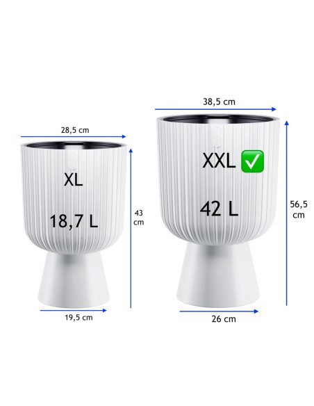 Pot haut rond XXL Ø39 × 57 cm, 42 L – Blanc | Töpferkönig