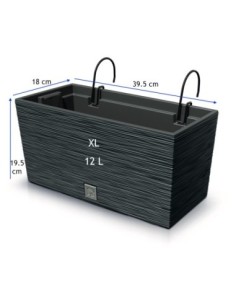 Blumenkasten XL 40 × 18 × 20 cm Gerillt, 12 L – Anthrazit | Töpferkönig 2