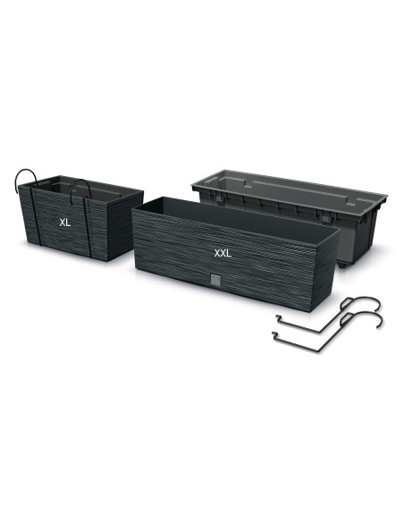 Cassetta da balcone XL 40 × 18 × 20 cm rigata, 12 L – Antracite | Töpferkönig