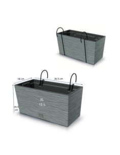 Jardinera de balcón XL 40 × 18 × 20 cm efecto hormigón, 12 L – Gris hormigón | Töpferkönig 2