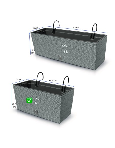Blumenkasten XL 40 × 18 × 20 cm Beton-Optik, 12 L – Beton Grau | Töpferkönig