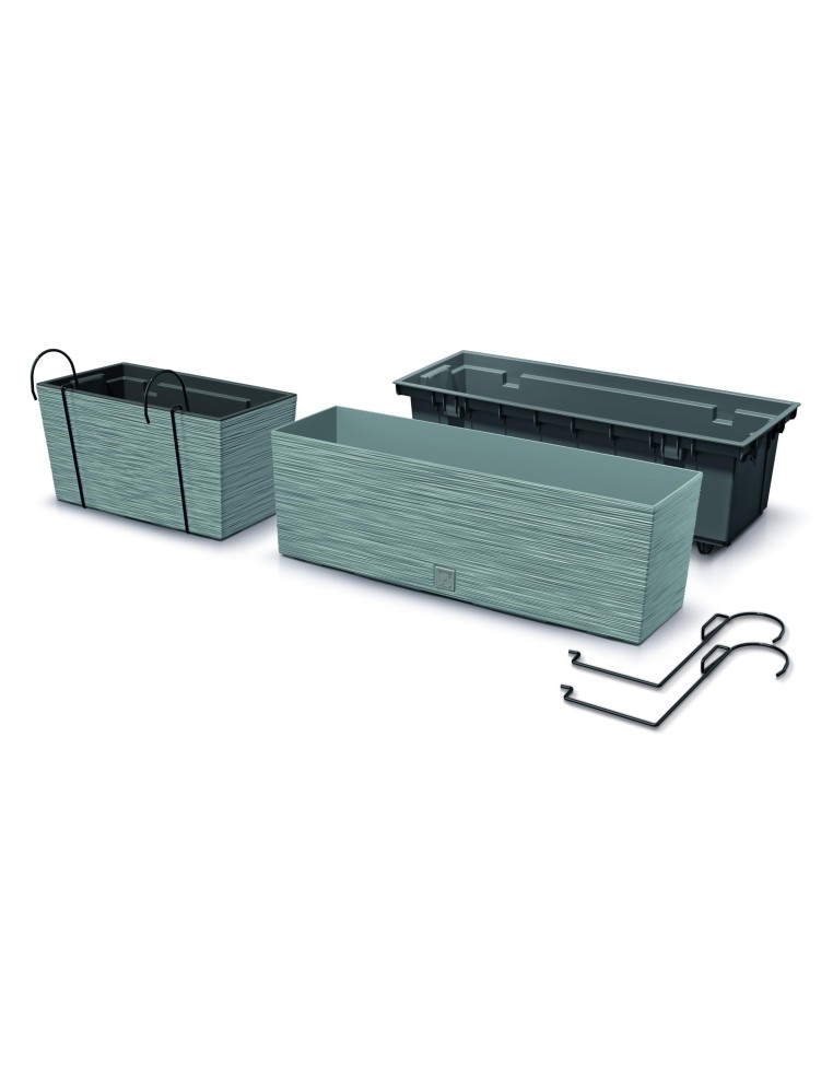 Jardinera de balcón XL 40 × 18 × 20 cm efecto hormigón, 12 L – Gris hormigón | Töpferkönig