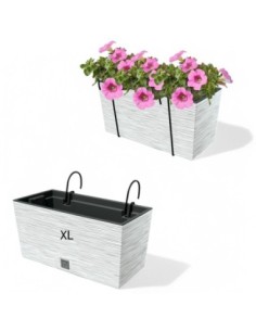 Jardinière de balcon XL 40 × 18 × 20 cm striée, 12 L – Blanc | Töpferkönig